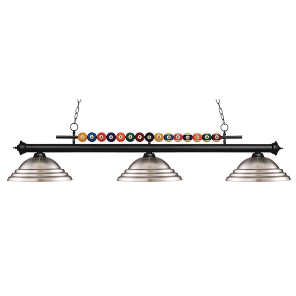 Z-Lite Shark 3 Light Billiard Light, Matte Black & Brushed Nickel 170MB-SBN